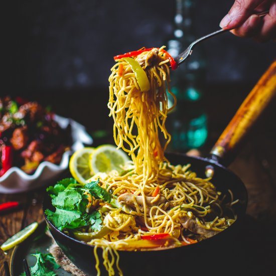 Chicken Hakka Noodles Indo-Chinese