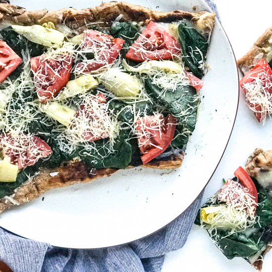 Spinach & Artichoke Grilled Pizza