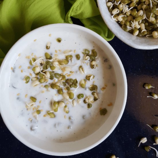 Mung bean sprouts raita