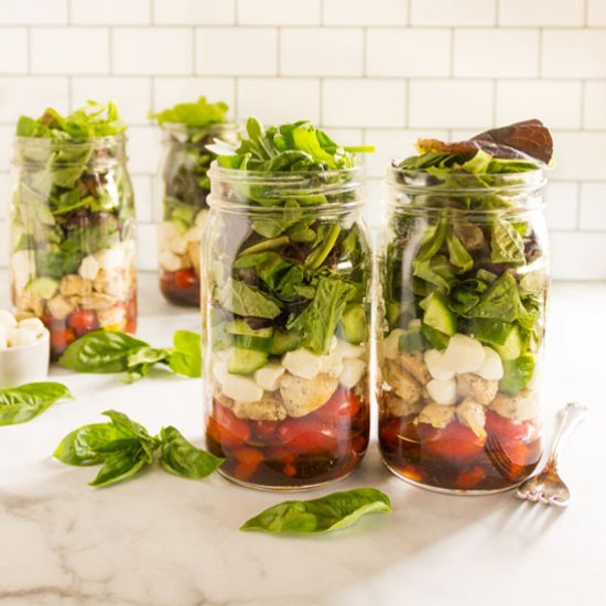 chicken caprese salad jars