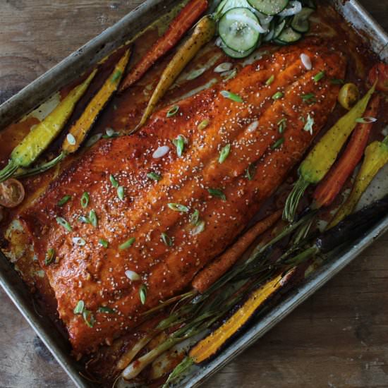 pan roasted gochujang glazed salmon