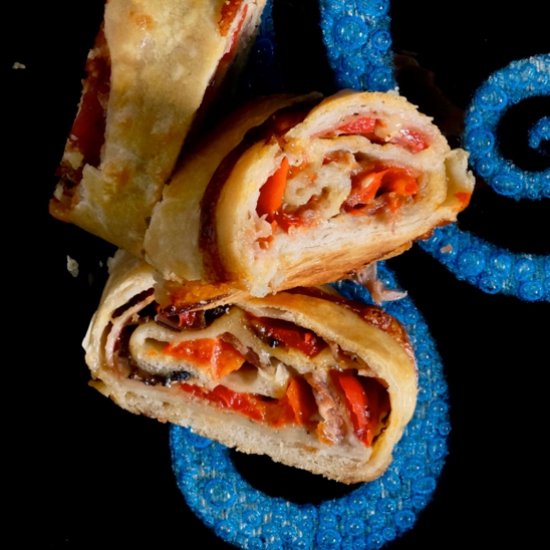 Stromboli with red peppers