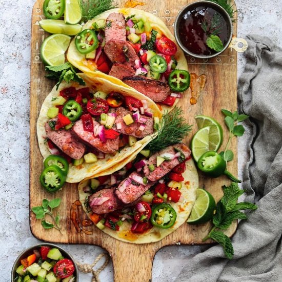 Spicy Glazed Lamb Tacos