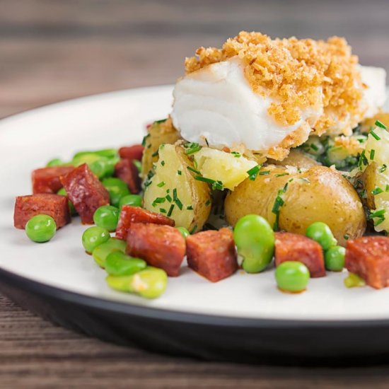 Baked Cod Fillet with New Potatoes