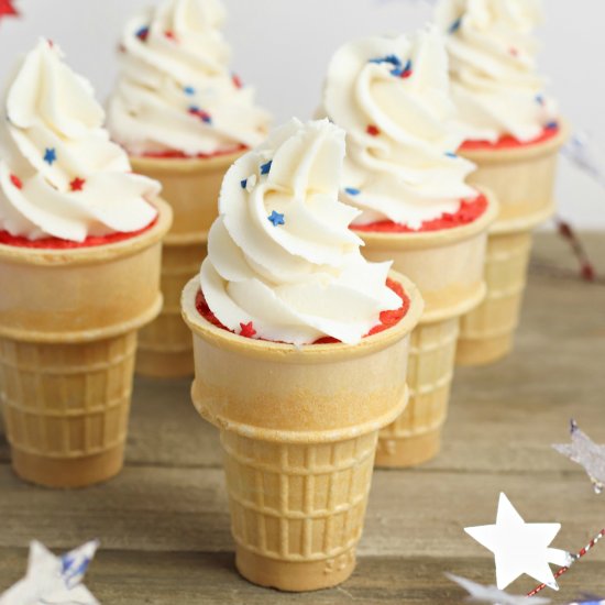 4TH OF JULY ICE CREAM CONE CUPCAKES