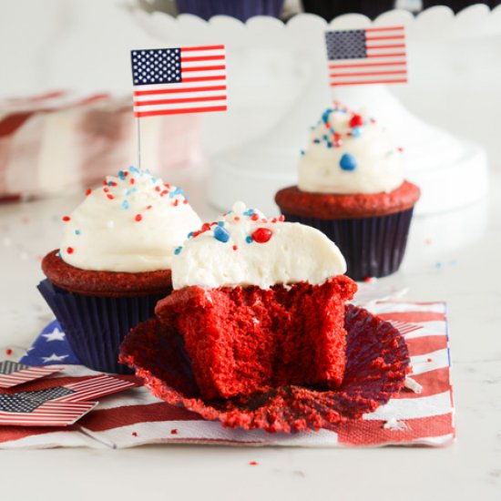 July 4th Red Velvet Cupcakes