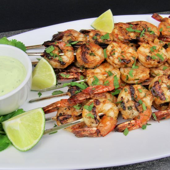 Grilled Lime Cilantro Shrimp Skewer