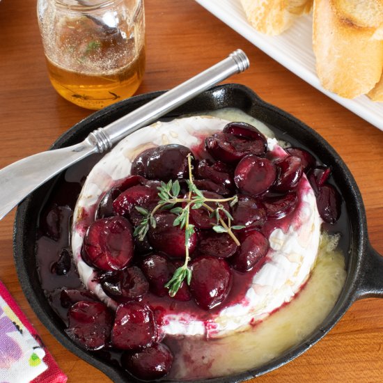 Honey Thyme Sweet Cherry Baked Brie