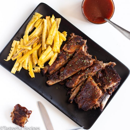 Baked BBQ Ribs & Plantain Fries