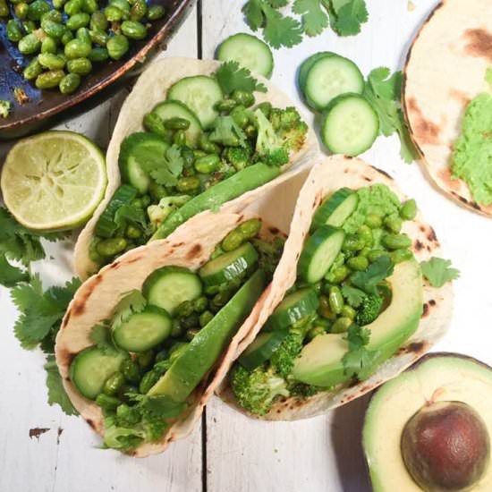 Everything green vegan tacos