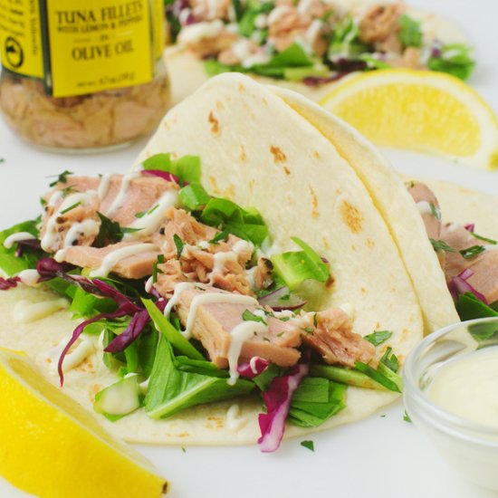 Creamy Lemon Pepper Tuna Tacos