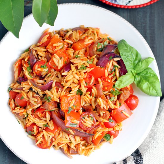 Andouille and Bell Pepper Orzo