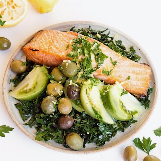 Olivey Broiled Salmon Salad