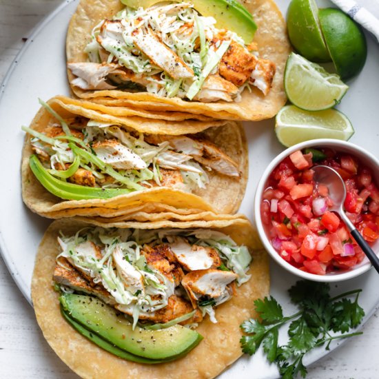 Grilled fish tacos with coleslaw