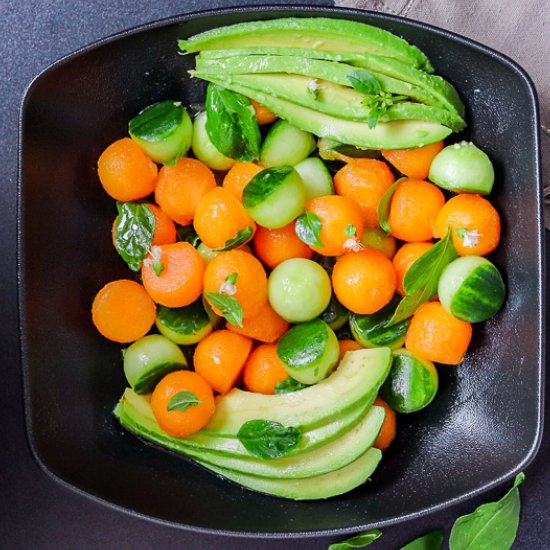 MELON-CUCUMBER SALAD WITH AVOCADO