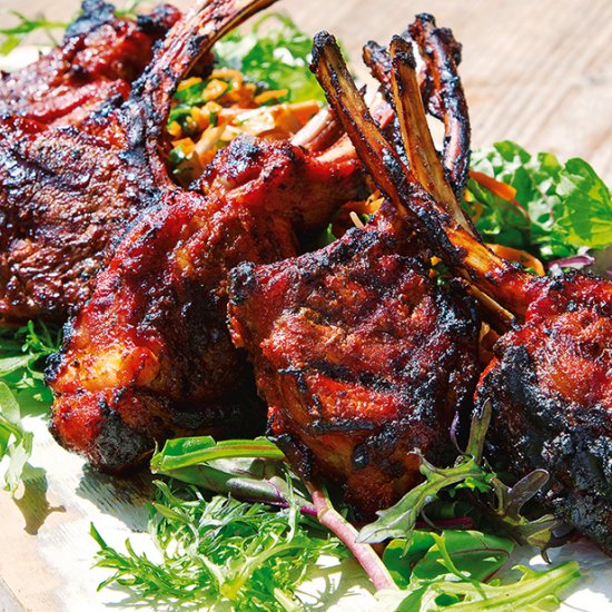 Korean Lamb Chops With Mint Slaw