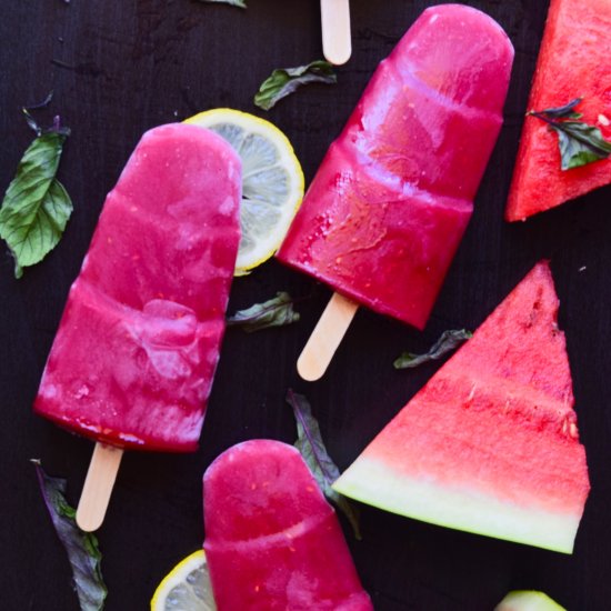 Watermelon Raspberry Popsicles