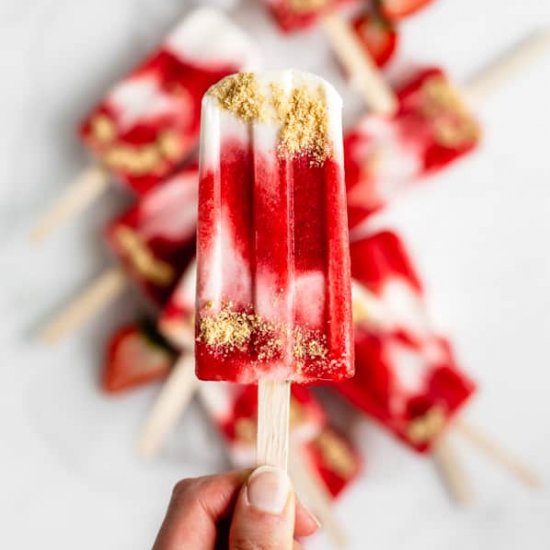 Strawberry Cheesecake Popsicles (v)