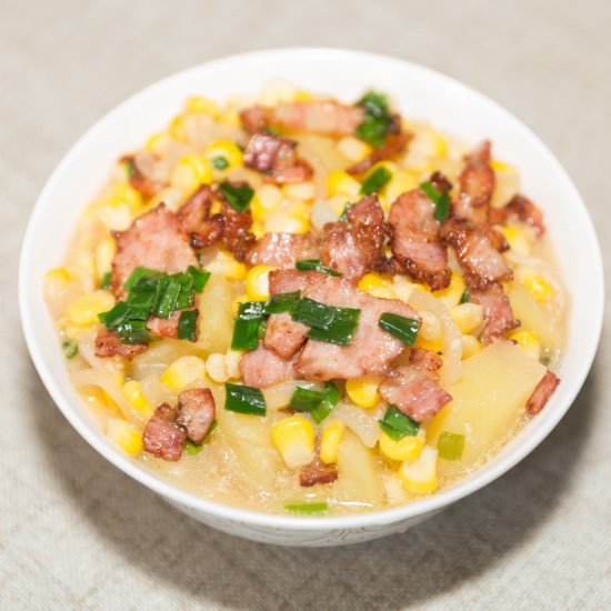 potato corn soup with Bacon