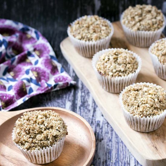 Vegan rhubarb and ginger muffins