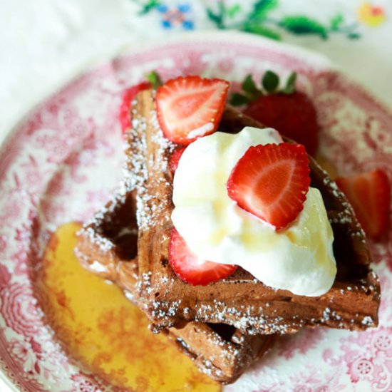 Chocolate Waffles with Whipped Crea