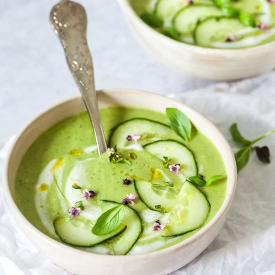 Vegan Basil Cucumber Gazpacho