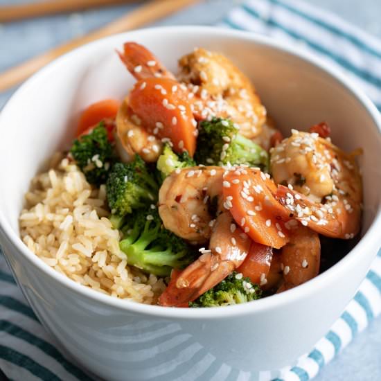 Honey Garlic Shrimp + Broccoli