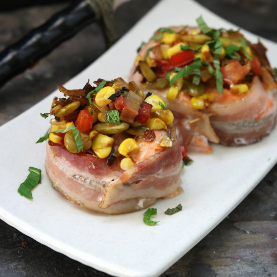 succotash-stuffed trout rolls