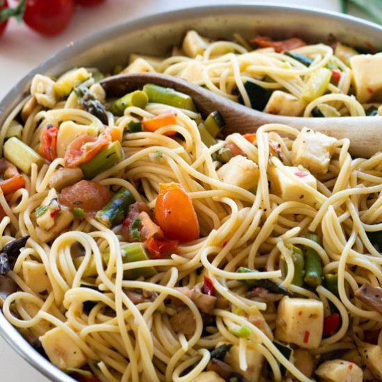 Pasta Primavera with Halloumi