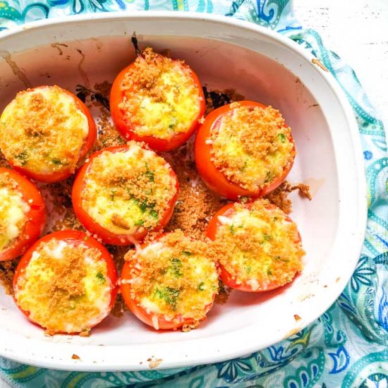 Low Carb Cheesy Egg Stuffed Tomato