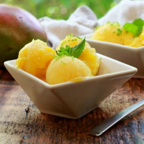 Easy Mango Coconut Sorbet