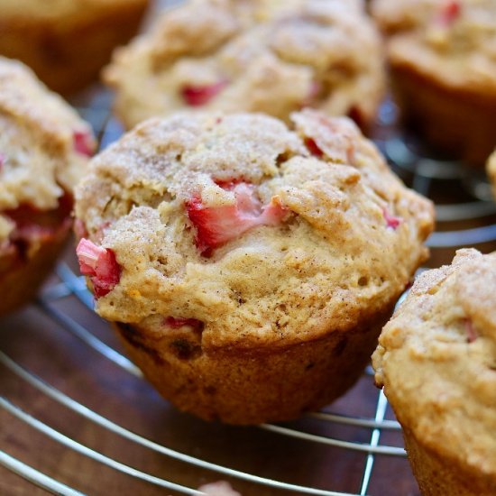 Strawberry Rhubarb Muffins (Vegan)