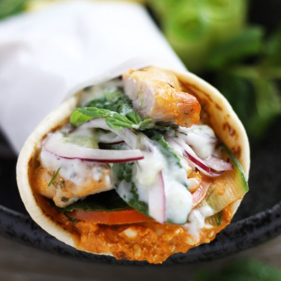 Chicken Gyros with Spicy Feta