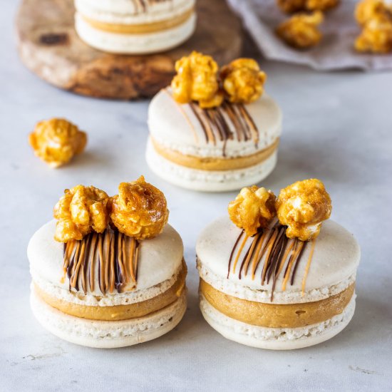 Caramel Popcorn Macarons