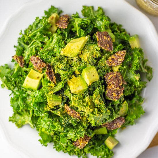 Vegan Keto Kale Caesar Salad