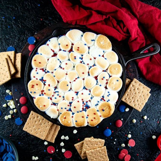 Skillet Red White & Blue Smores Dip