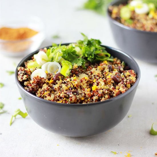 Orange, quinoa & black bean pilaf