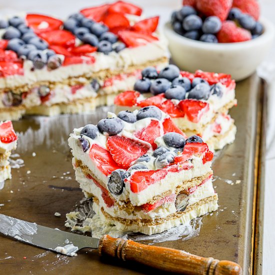 Red White and Blueberry Icebox Cake