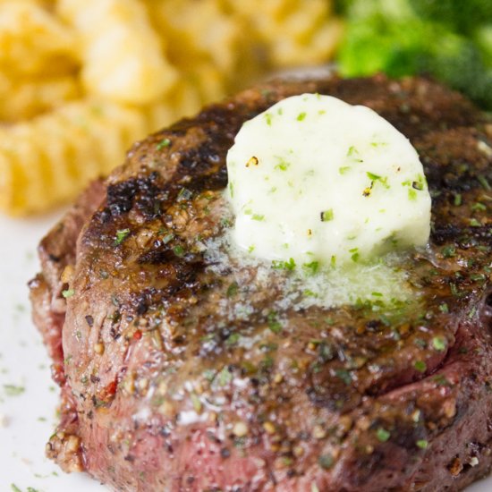 Grilled Steak with Herb Butter and