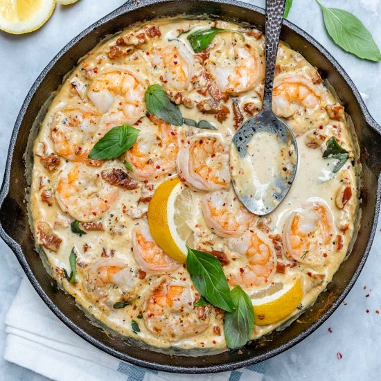 Creamy Tuscan Shrimp Skillet