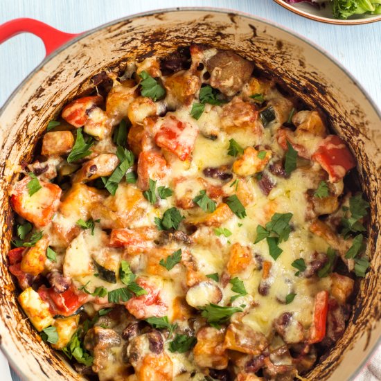 Mexican bean and potato bake