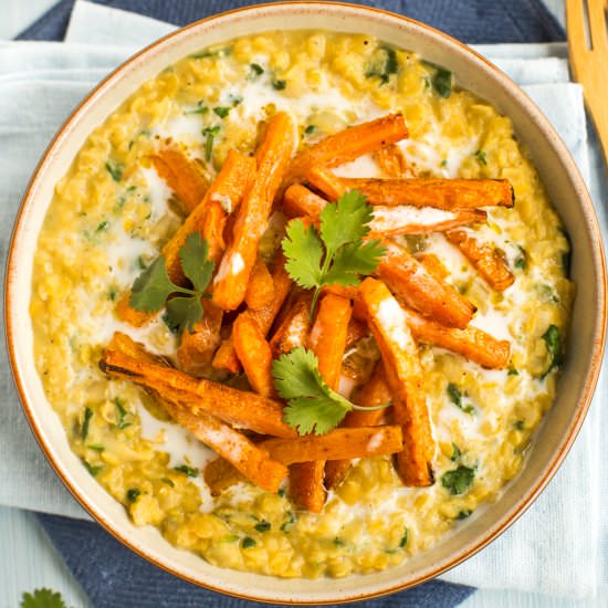 Creamy roasted carrot dal