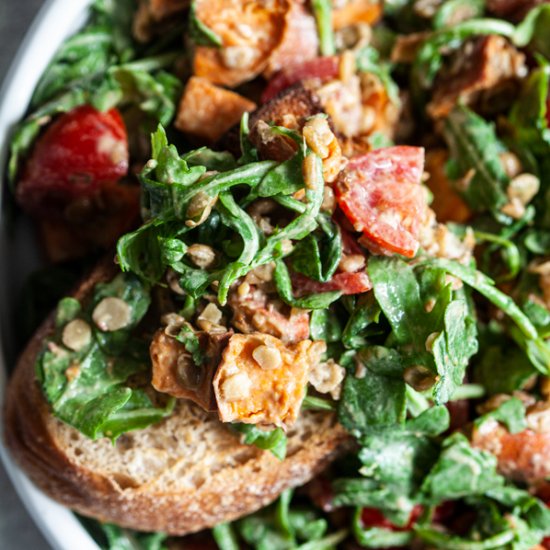 Mustard lentil sweet potato salad