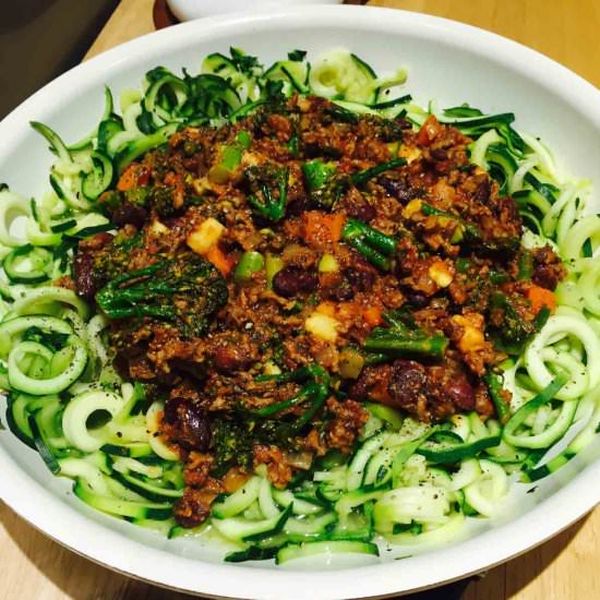 Spiralized zucchini pasta