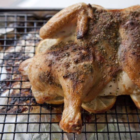 Lemon & Garlic Spatchcock Chicken