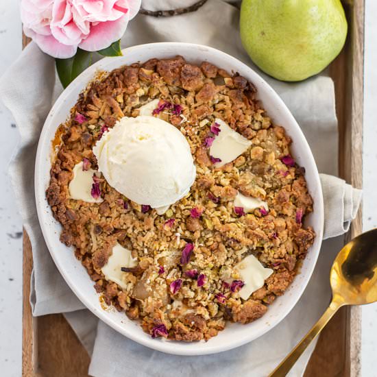 Pear and Pistachio Crumble