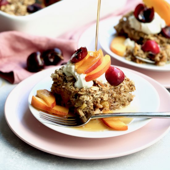 cherry nectarine & walnut baked oat