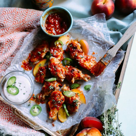 Peach BBQ Chipotle Chicken Wings