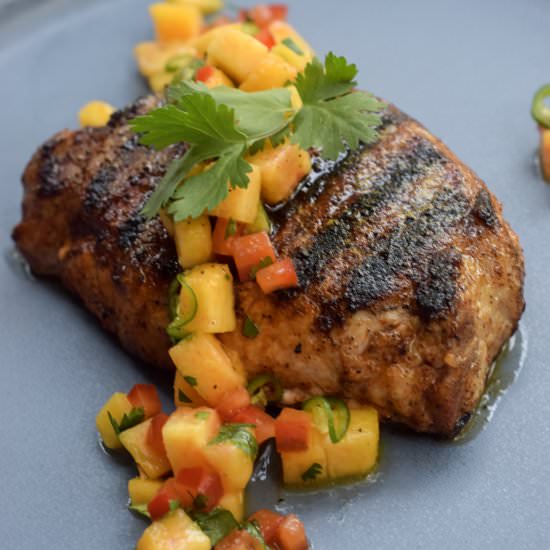 Grilled Pork Chops with Peach Salsa