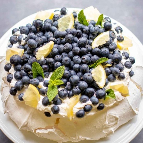 Lemon Blueberry Pavlova Cake